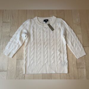 J. Crew Women's Italian Cashmere Cable Knit Crewneck Sweater Snow Size Small NWT